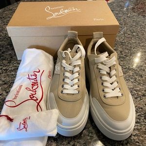 Christian Louboutin tan/white sneakers